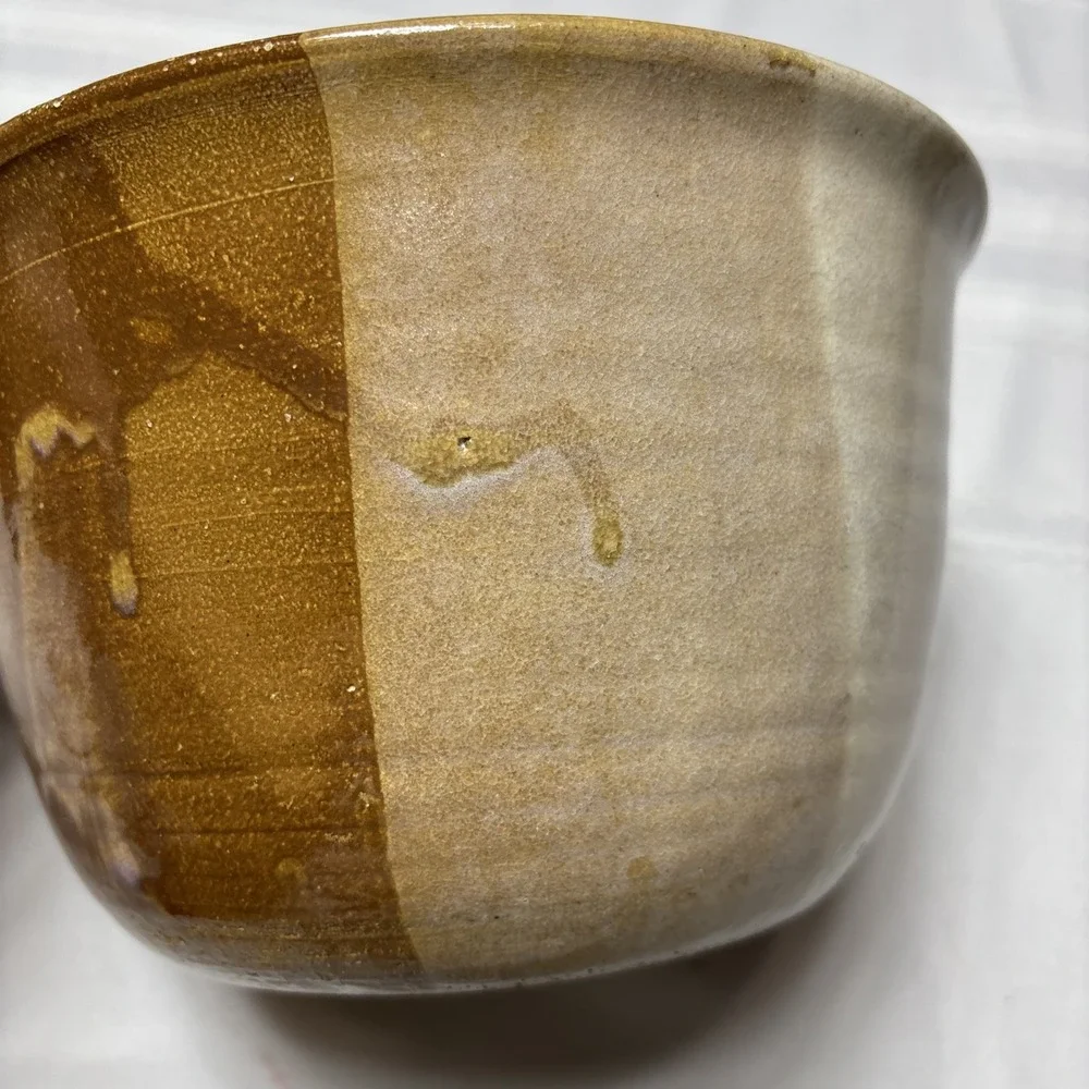 RU Jewell Studio Pottery Hand Thrown Bowl Glazed In Browns And Tans Signed